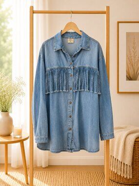 Fun Fringe Denim Shirt